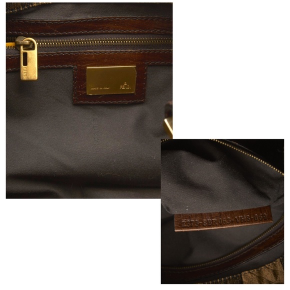 SOLD! Authentic FENDI FF Logo Pequin Bag Baguette Boston - Picture 4 of 7